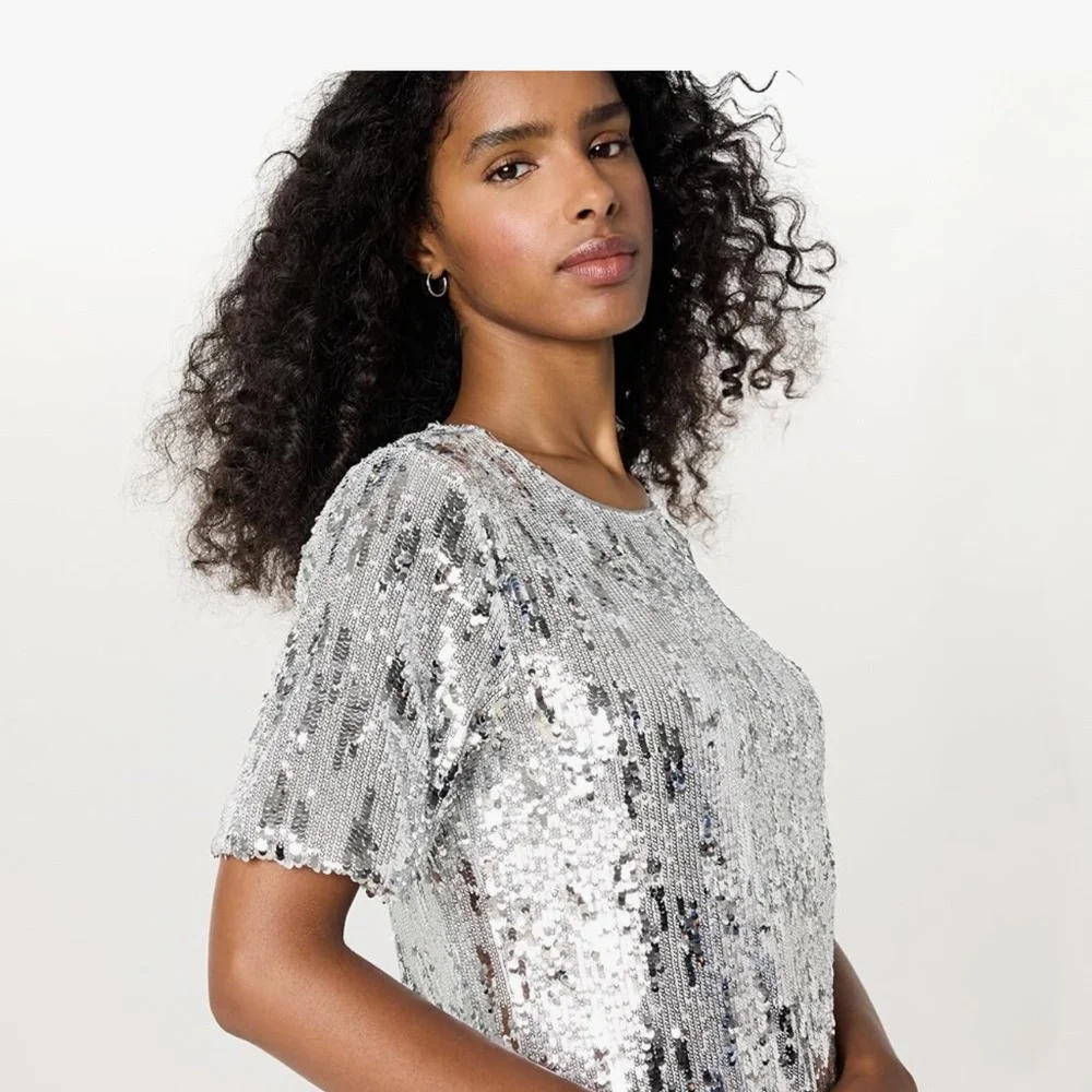 Silver Sequin Mini Dress - Picture 3 of 5